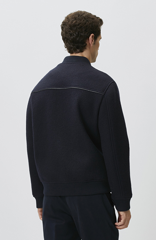 Lacivert Yün Bomber Mont