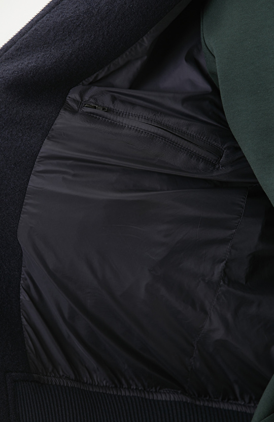 Lacivert Yün Bomber Mont