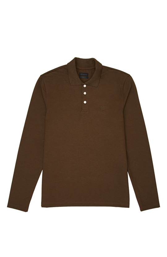 Haki Logolu Çıtçıtlı Polo Yaka Sweatshirt