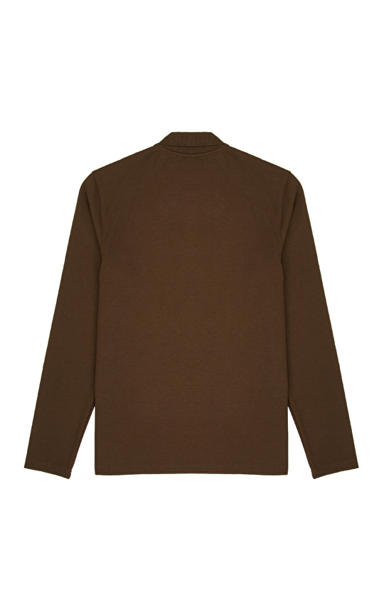 Haki Logolu Çıtçıtlı Polo Yaka Sweatshirt