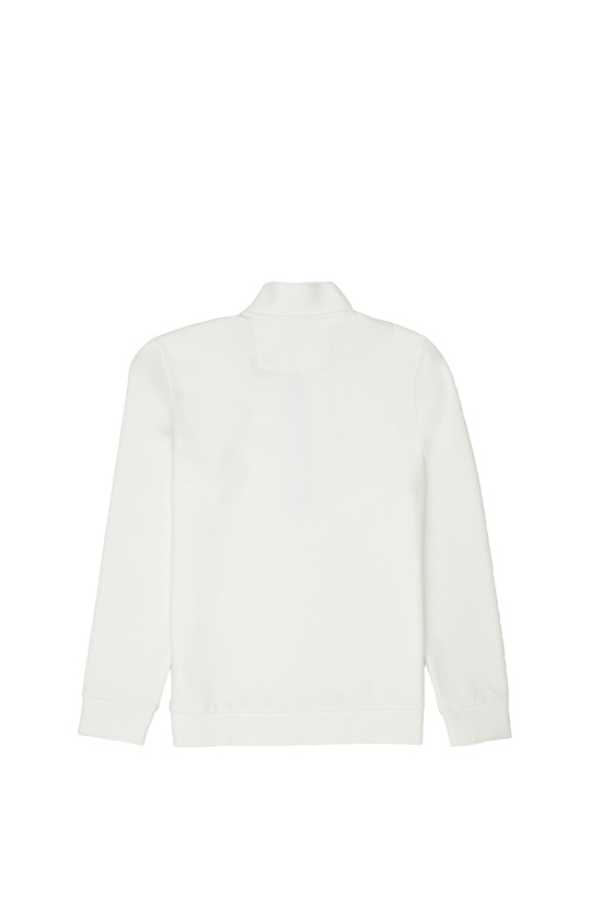 Kırık Beyaz İçi Kaşkorse Detaylı Sweatshirt