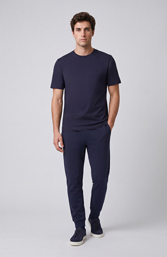 Lacivert Basic Bisiklet Yaka Kısa Kol T-shirt