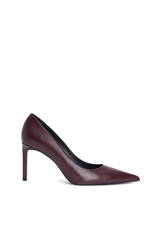 Bordo Yüksek Ökçeli Deri Stiletto