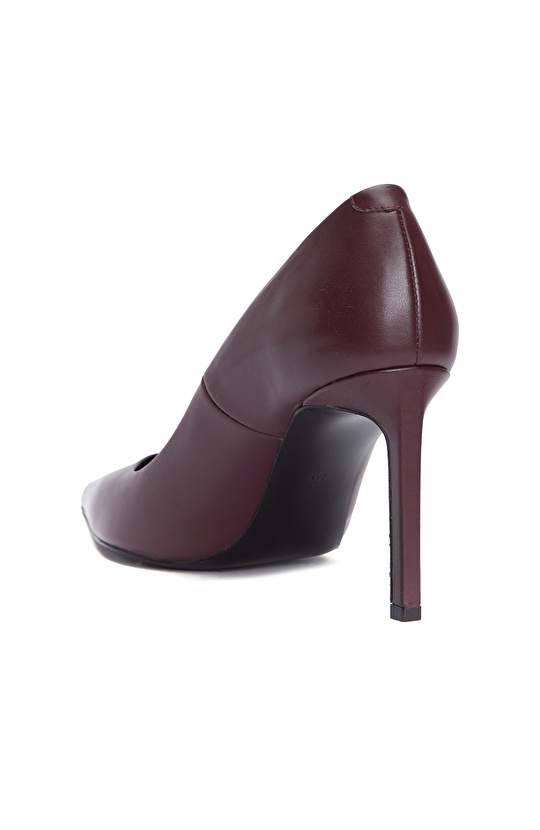 Bordo Yüksek Ökçeli Deri Stiletto