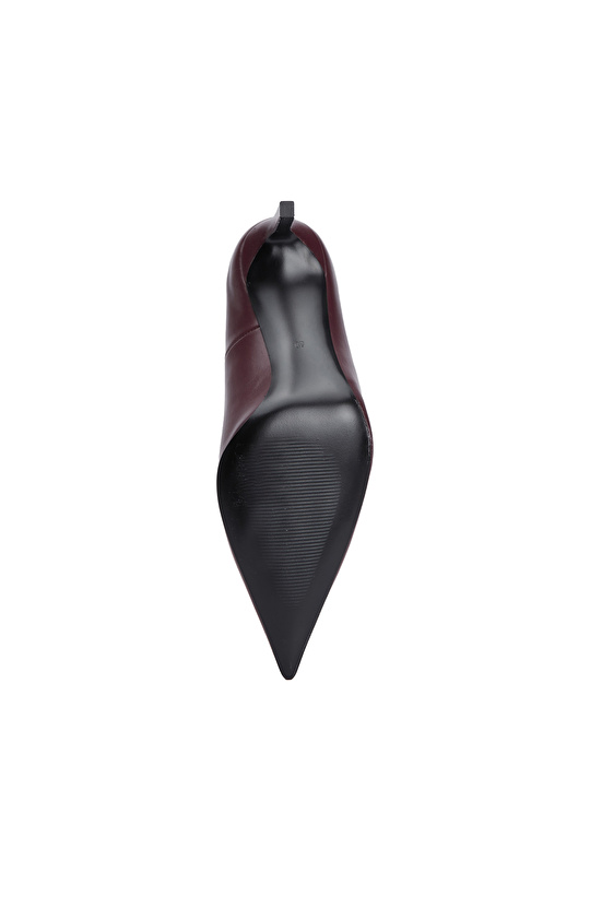 Bordo Yüksek Ökçeli Deri Stiletto