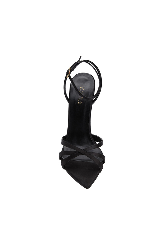 Siyah Taş Detaylı Saten Stiletto