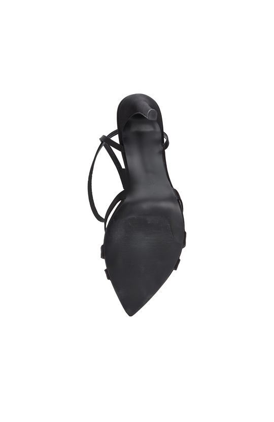 Siyah Taş Detaylı Saten Stiletto