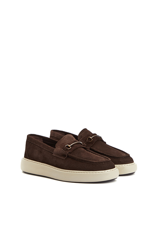 Kahverengi Toka Detaylı Erkek Süet Loafer
