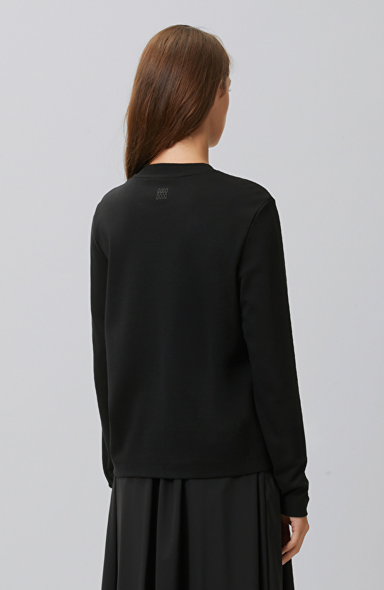 Siyah Bisiklet Yaka Basic Sweatshirt