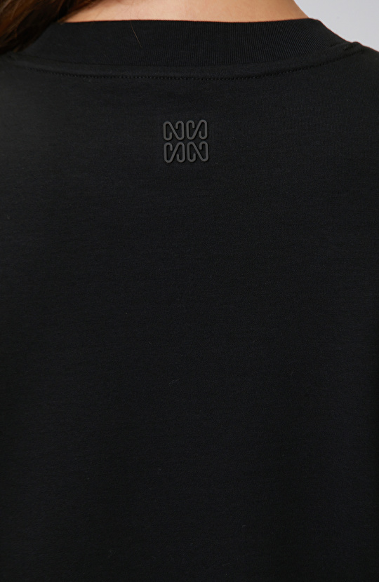 Siyah Bisiklet Yaka Basic Sweatshirt