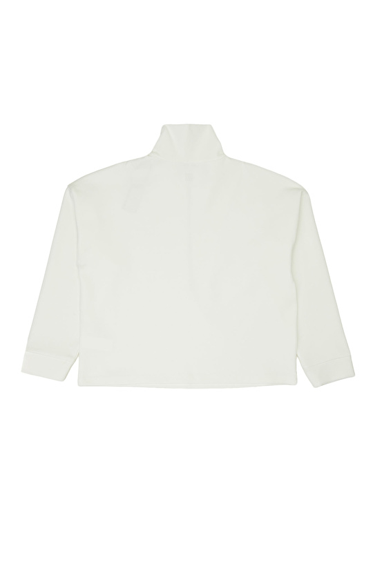 Kırık Beyaz Fermuar Detaylı Sweatshirt