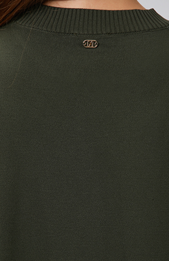 Haki Bisiklet Yaka Basic Kazak