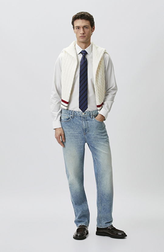 Açık Mavi Straight Fit Denim Pantolon