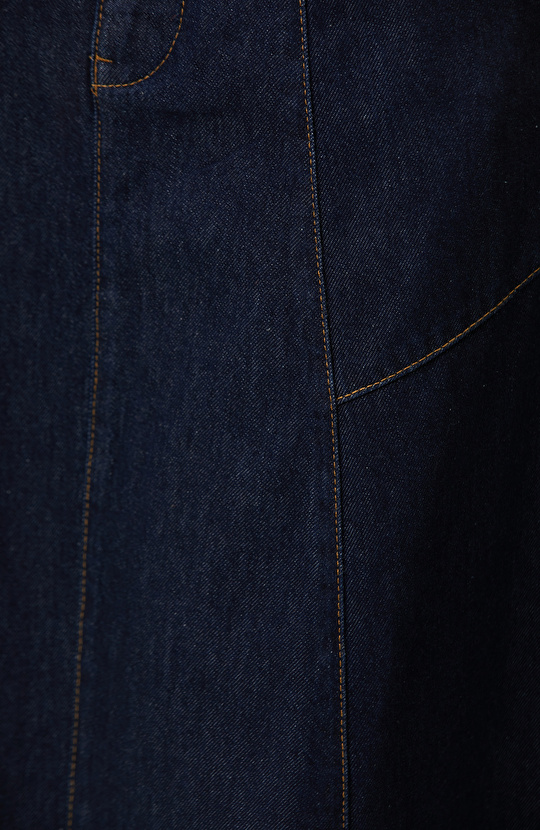 Indigo Dikiş Detaylı Denim Etek