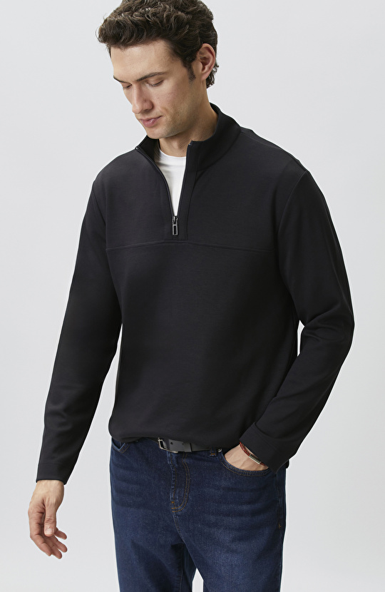 N-Tech Lacivert Modal Karışımlı Sweatshirt