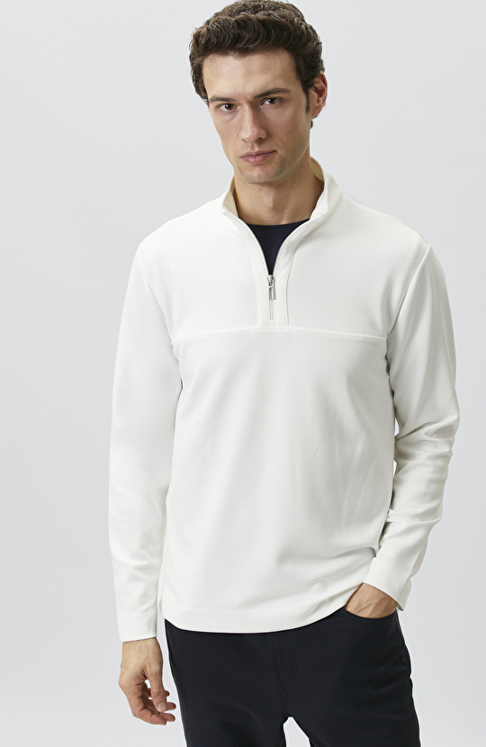 N-Tech Ekru Modal Karışımlı Sweatshirt
