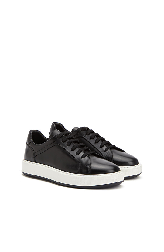 Siyah Günlük Rahat Erkek Deri Sneaker