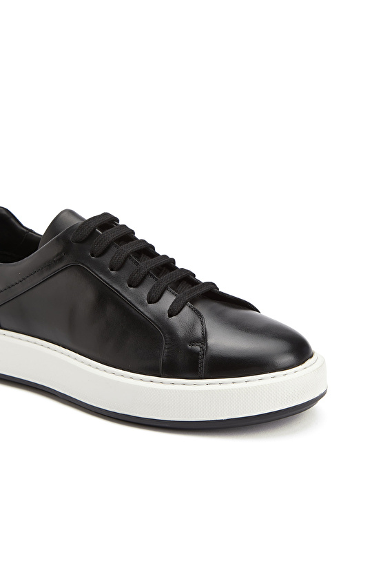 Siyah Günlük Rahat Erkek Deri Sneaker