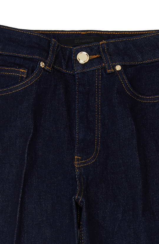 Koyu Mavi Straight Basic Denim Pantolon