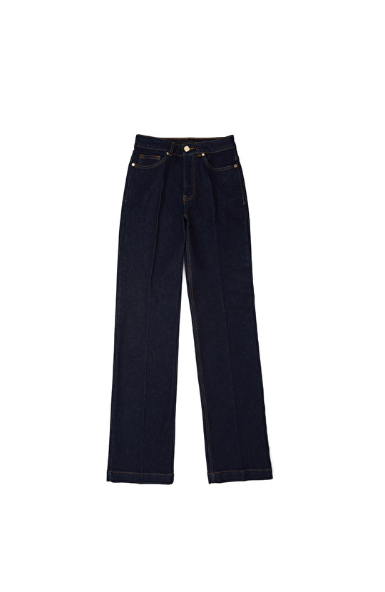 Koyu Mavi Straight Basic Denim Pantolon