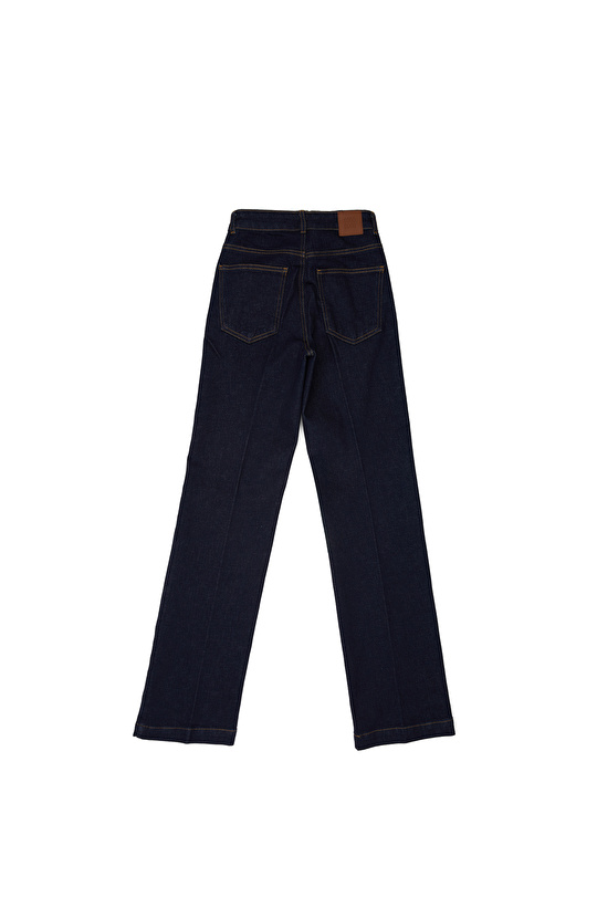 Koyu Mavi Straight Basic Denim Pantolon