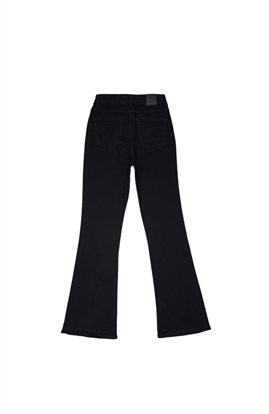 Koyu Lacivert Flare Paça Denim Pantolon