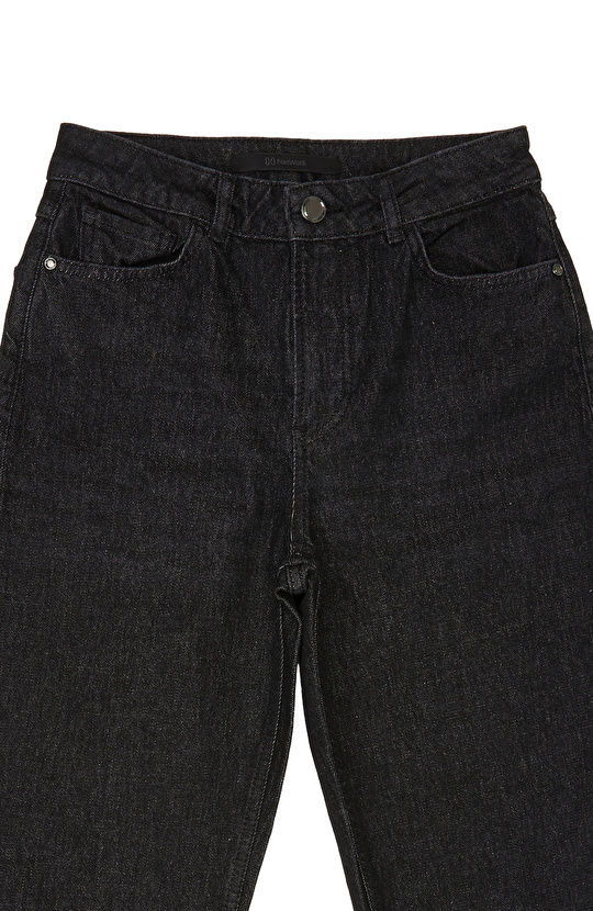 Siyah Mom Fit Denim Pantolon