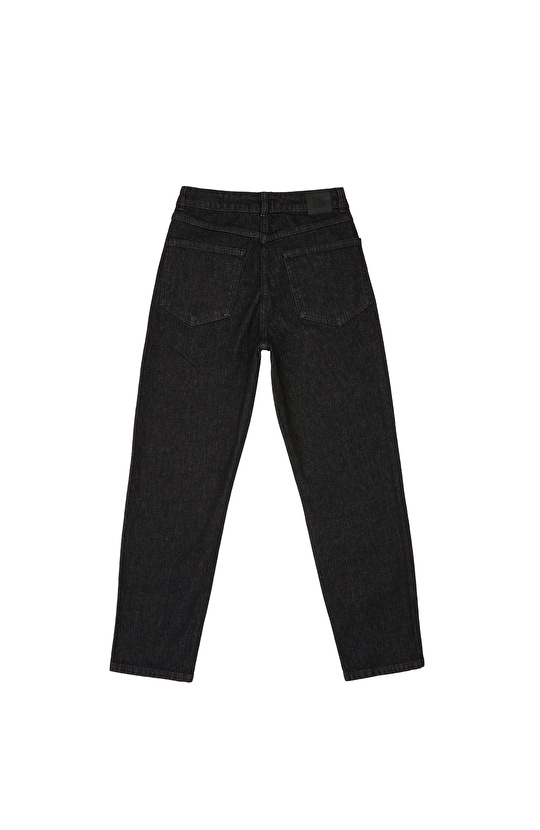 Siyah Mom Fit Denim Pantolon