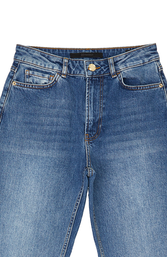 Indigo Mom Fit Denim Pantolon