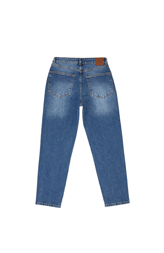 Indigo Mom Fit Denim Pantolon