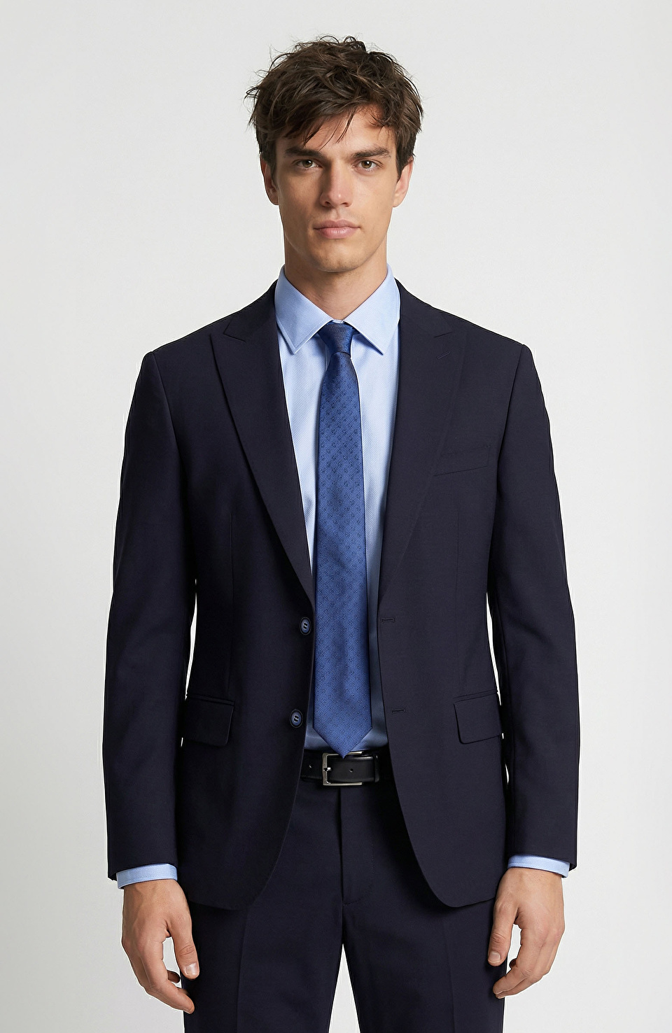 Lacivert Yün Karışımlı Takım Elbise