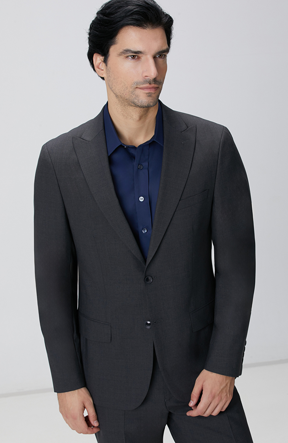 Antrasit Yün Karışımlı Takım Elbise