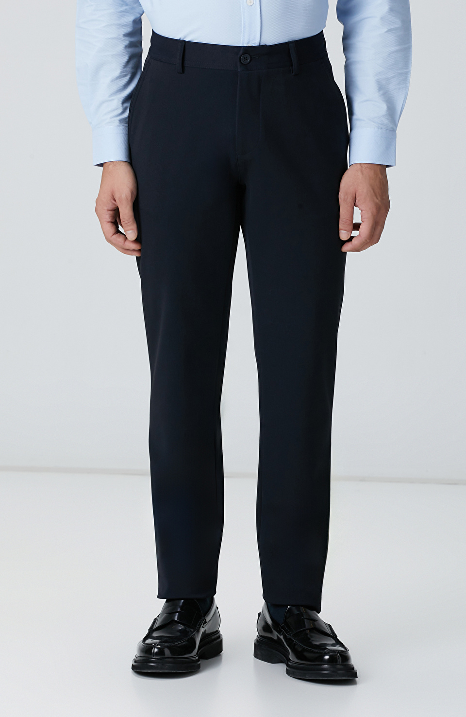 Lacivert Diyagonal Desenli Pantolon