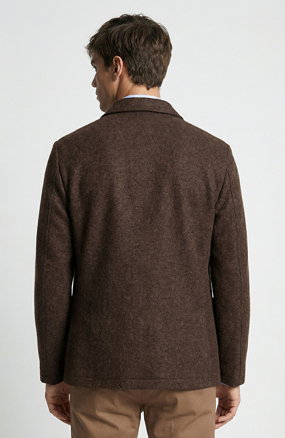 Kahverengi Örme Yün Ceket