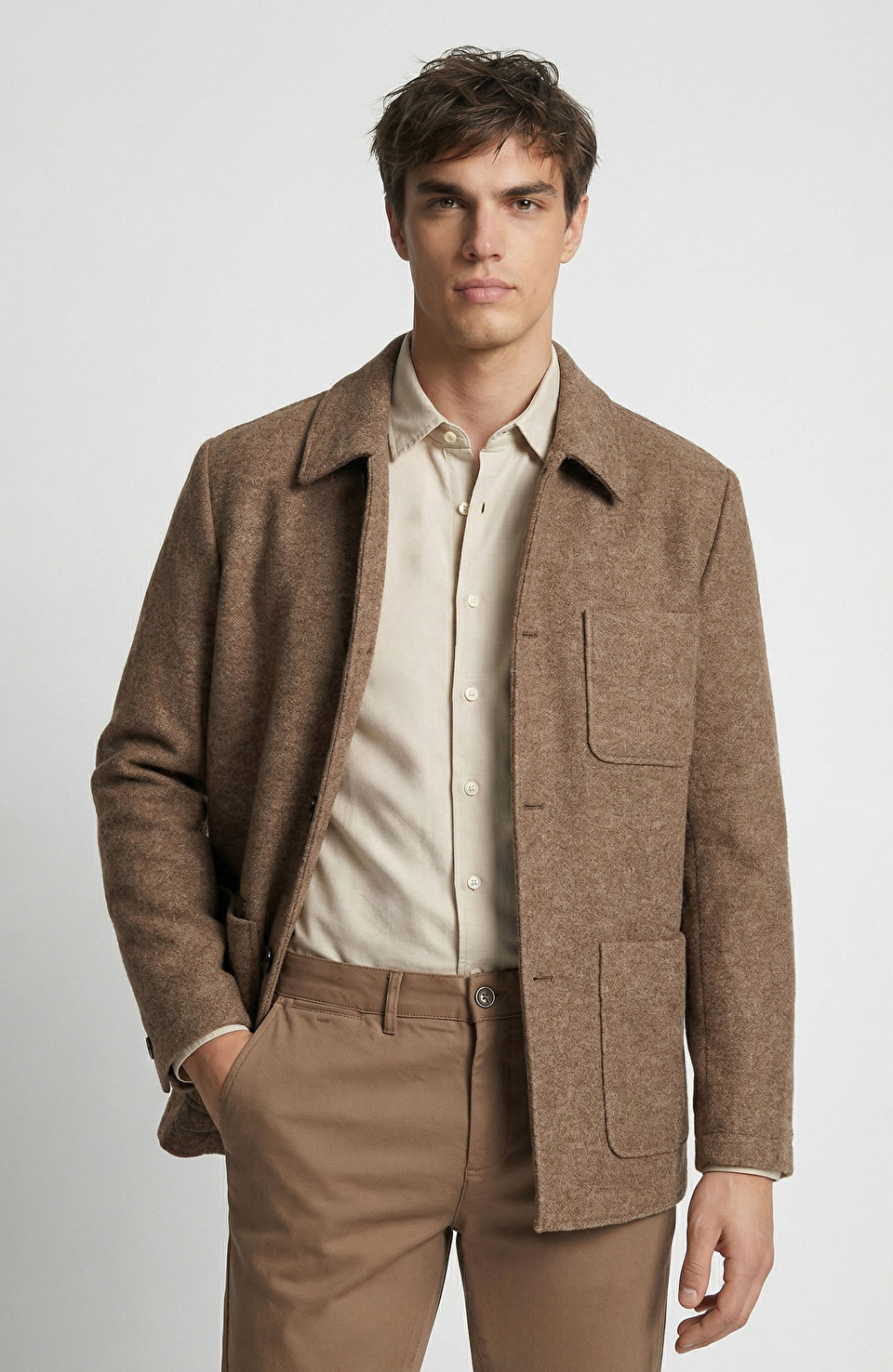 Bej Melanj Yün Ceket