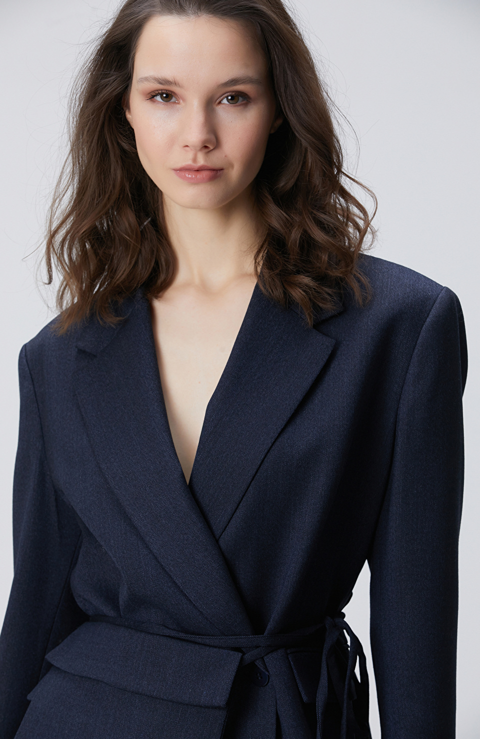 Lacivert Yün Karışımlı Ceket