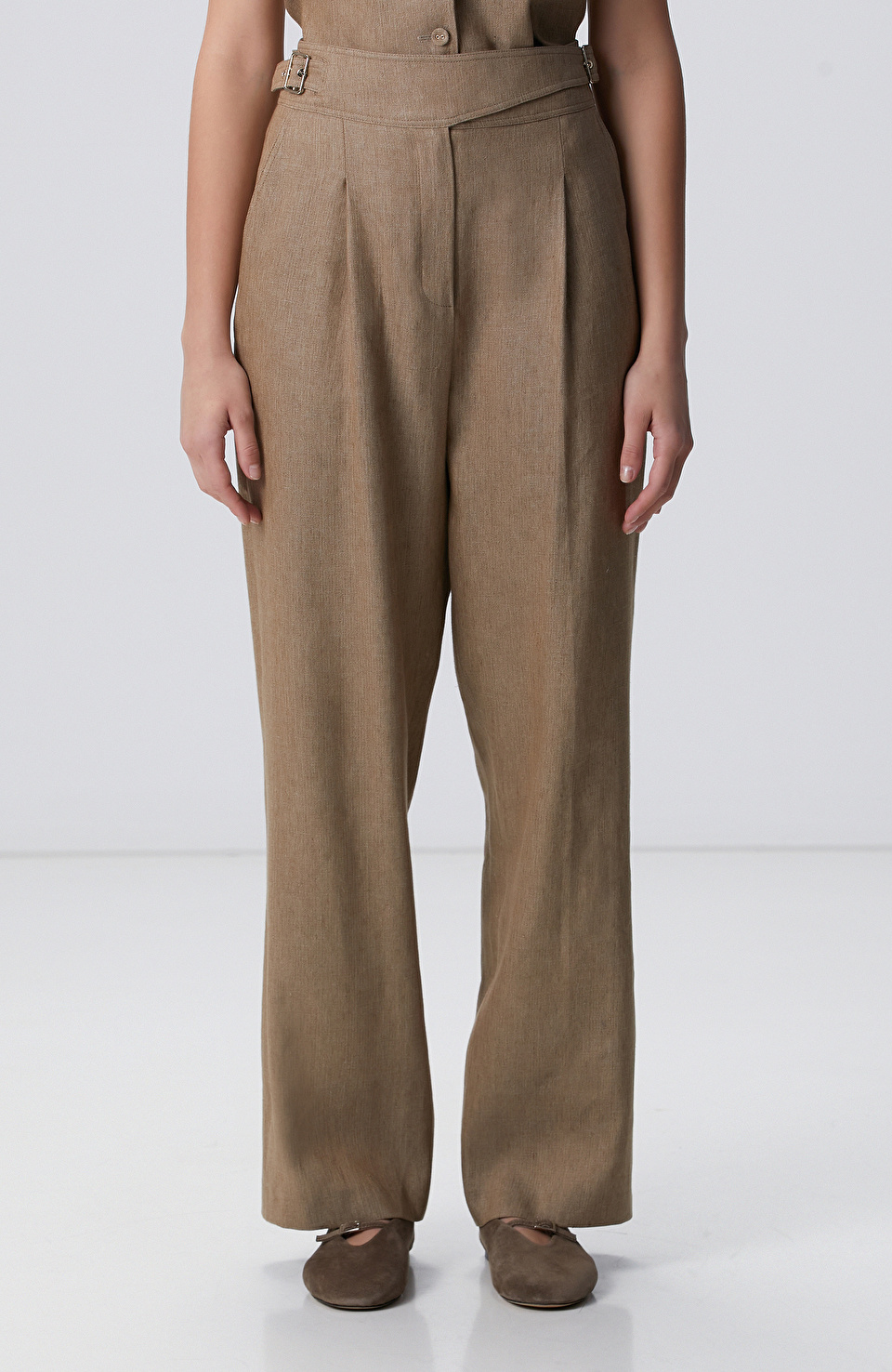 Vizon Melanj Keten Karışımlı Pantolon