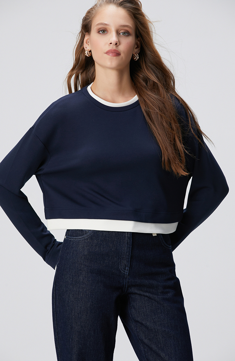 Lacivert Çift Renkli T-Shirt