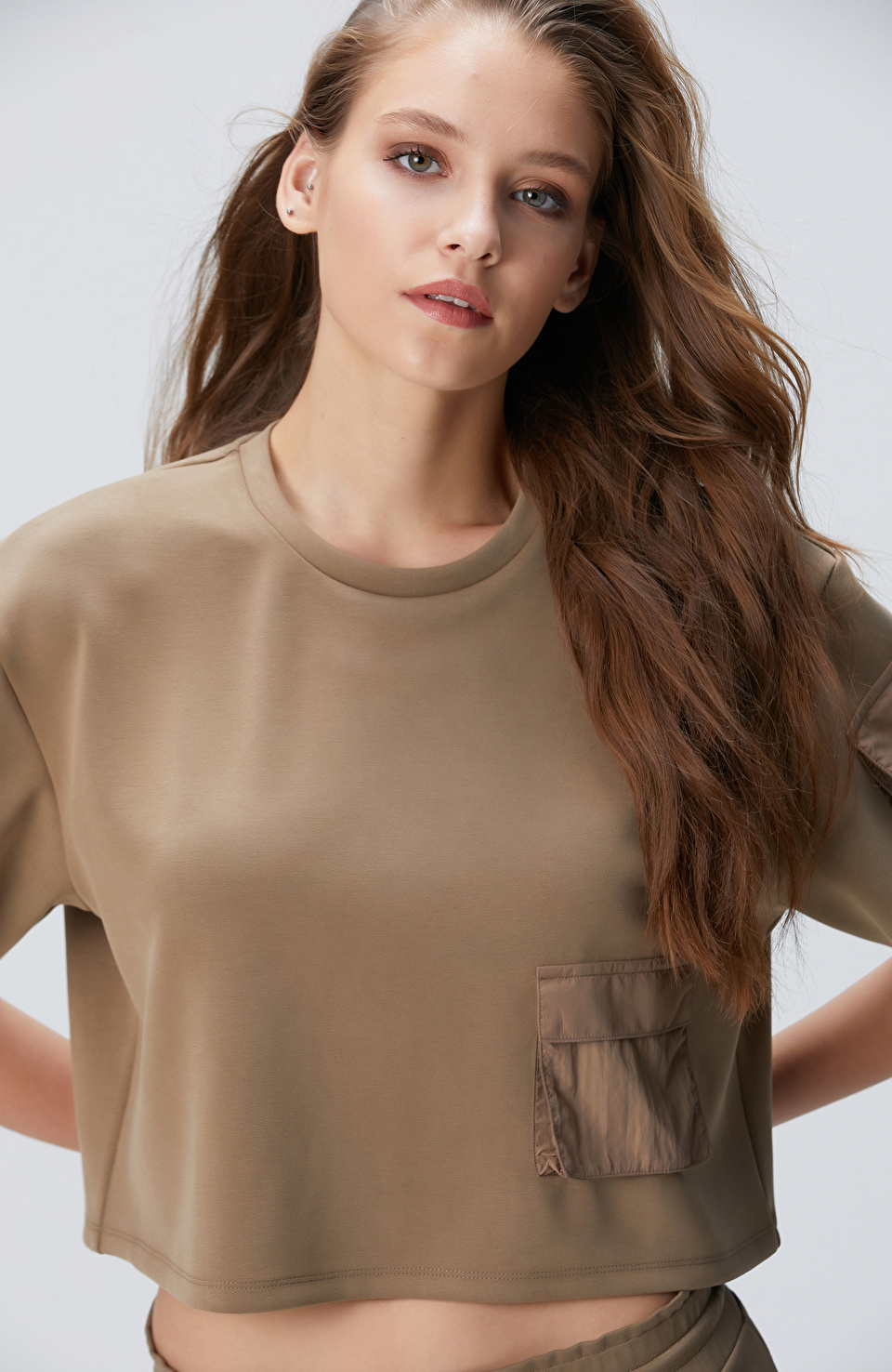 Haki Modal Karışımlı T-Shirt