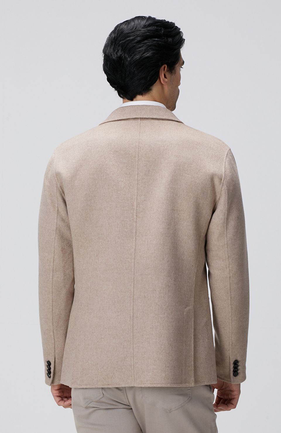 Bej Yün Karışımlı Dikişsiz Handmade Ceket