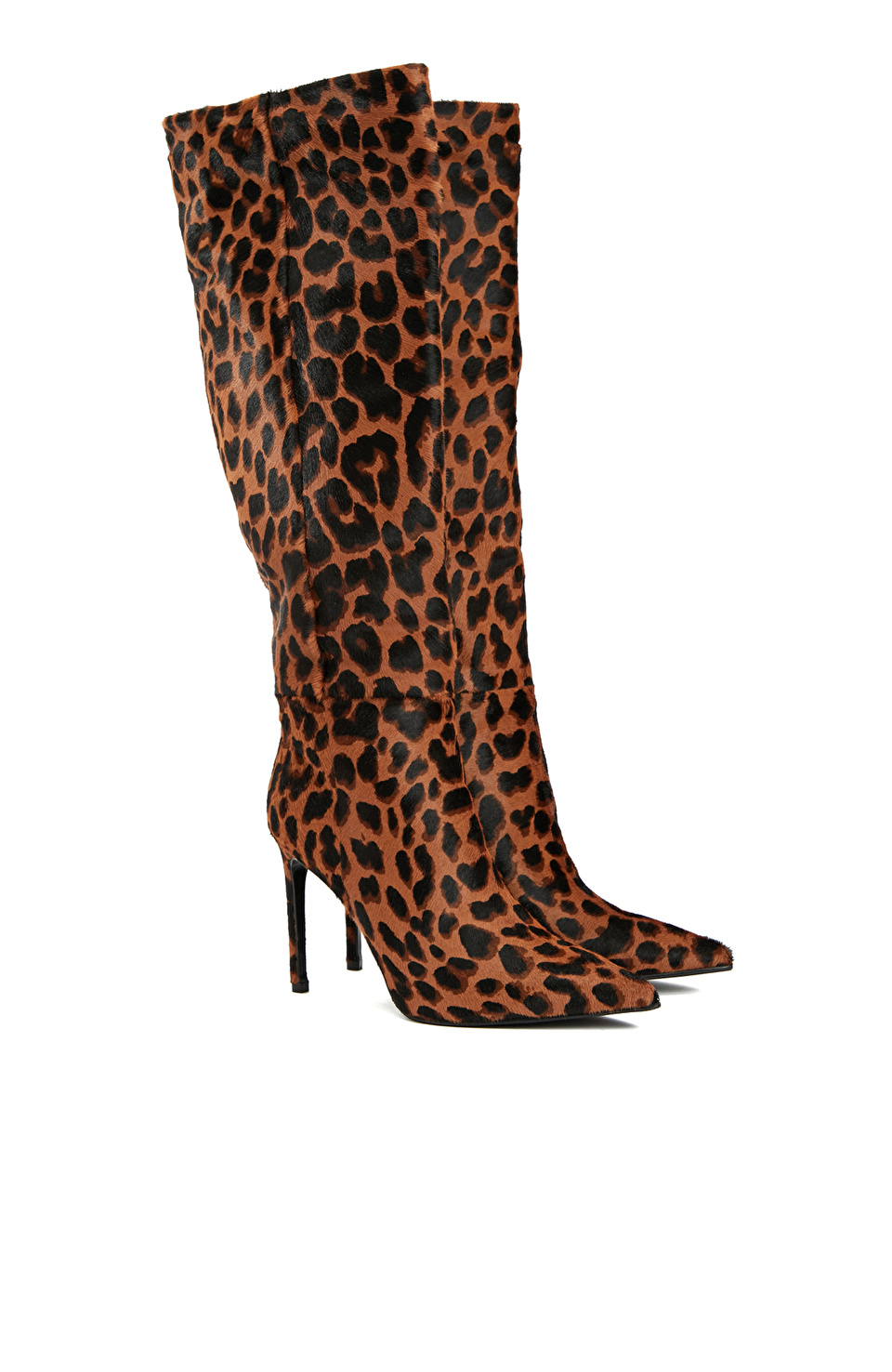Leopar Desenli Kadın Deri Çizme