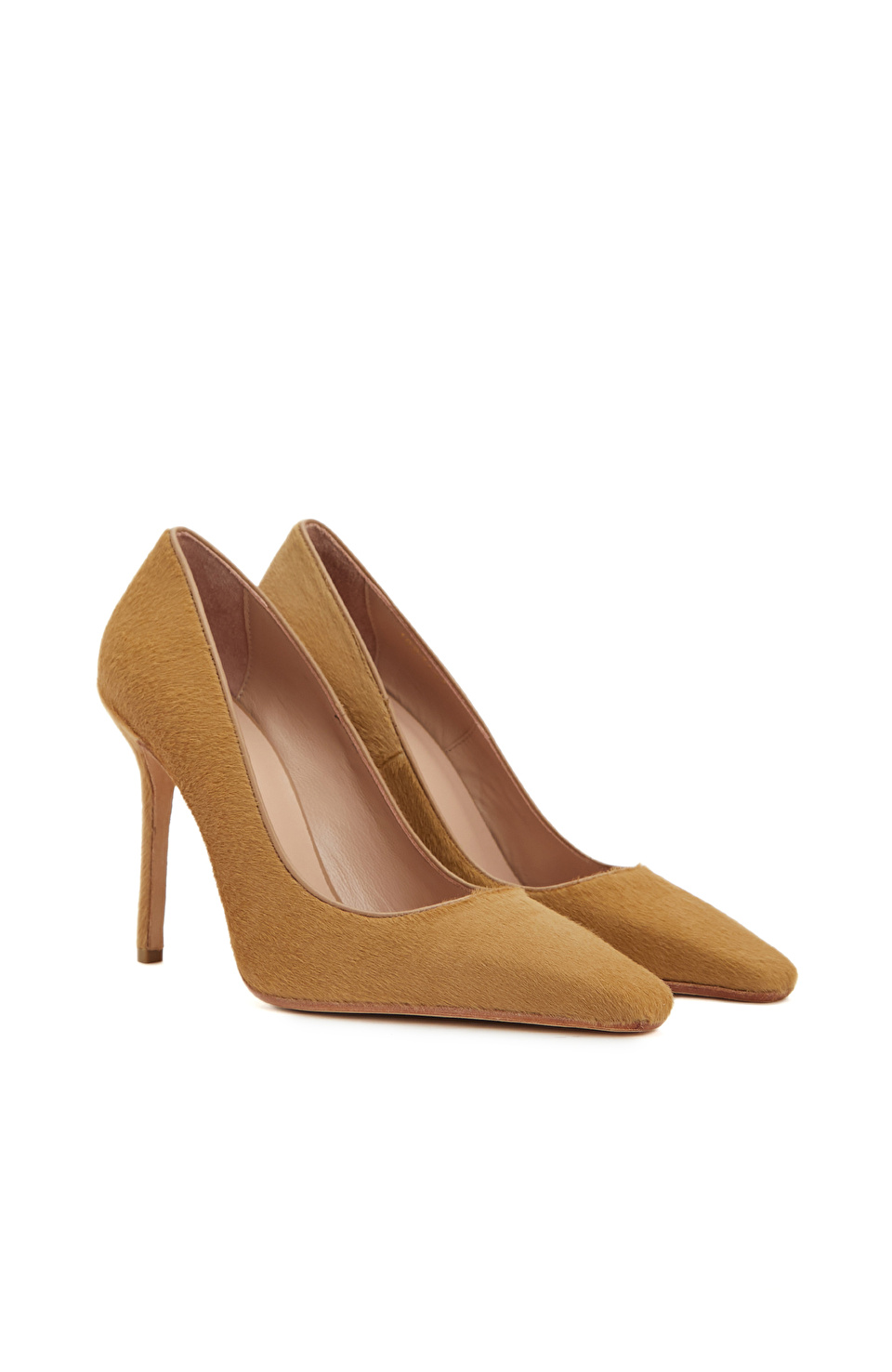 Camel Tay Tüyü Topuklu Ayakkabı