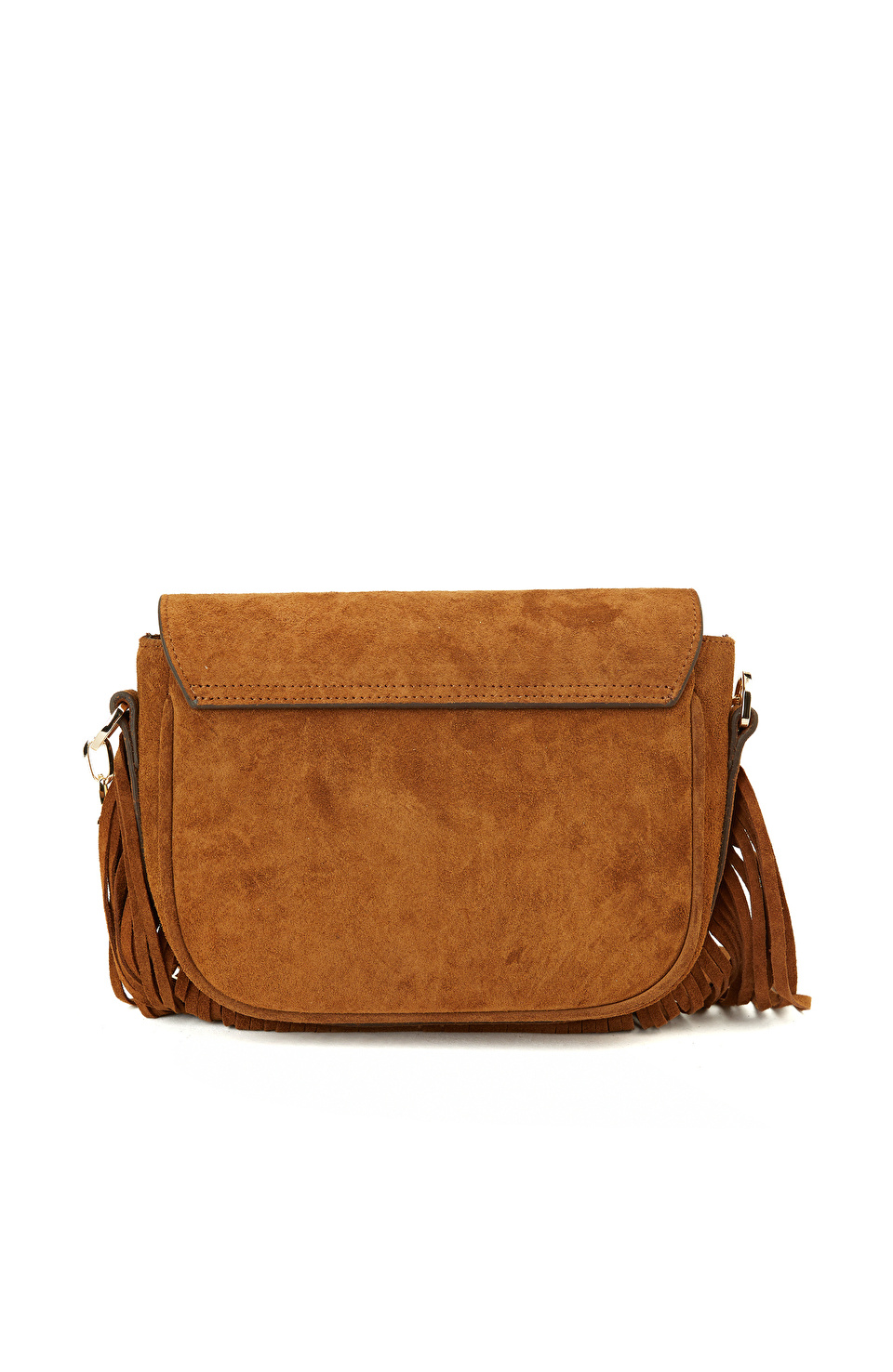 Taba Püsküllü Kadın Süet Çanta