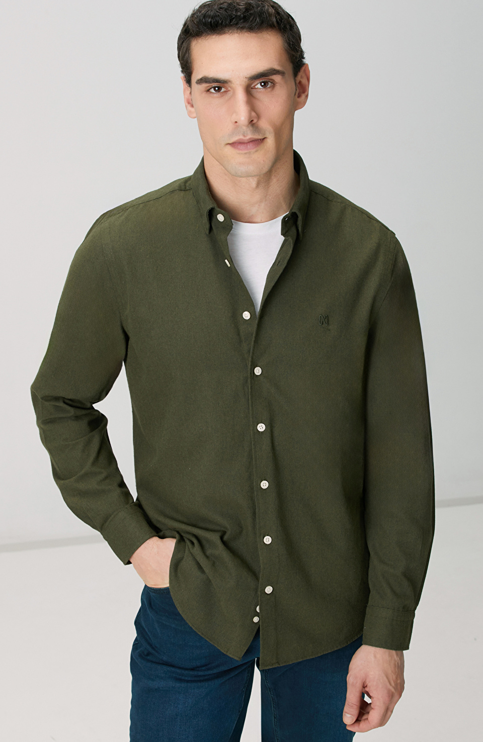 Haki Flanel Cotton Gömlek