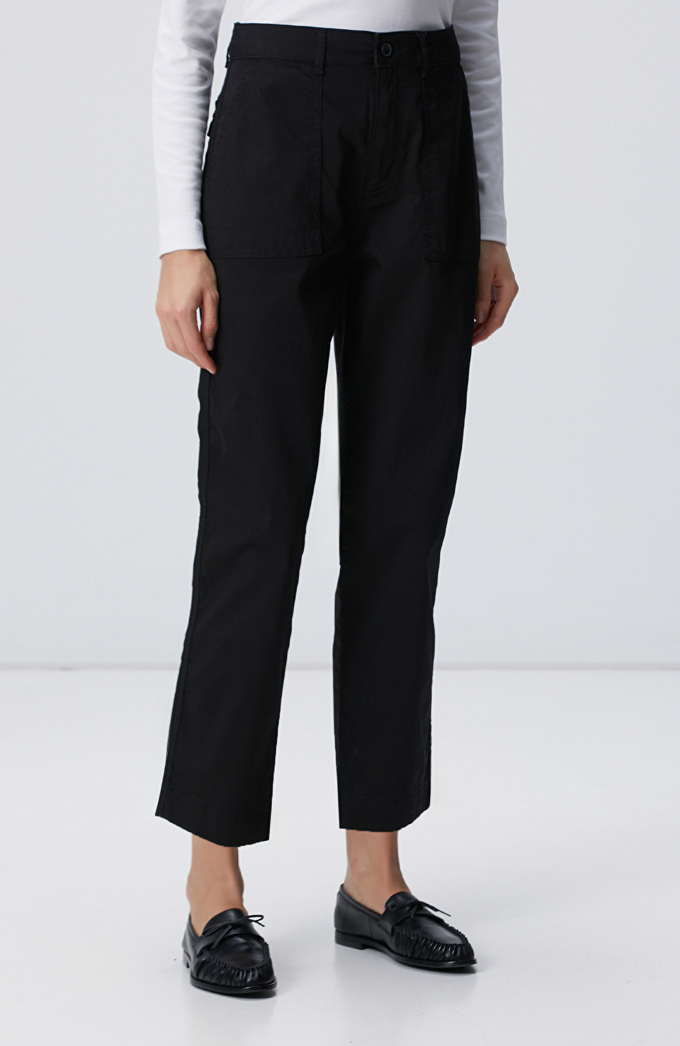 Siyah Dokuma Casual Pantolon