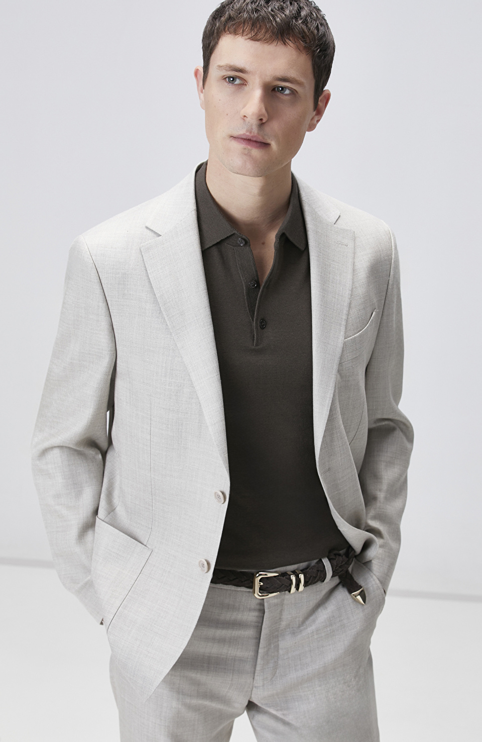 Bej Limited Loro Piana Kumaşından Üretilen Yün İpek Karışımlı Takım Elbise