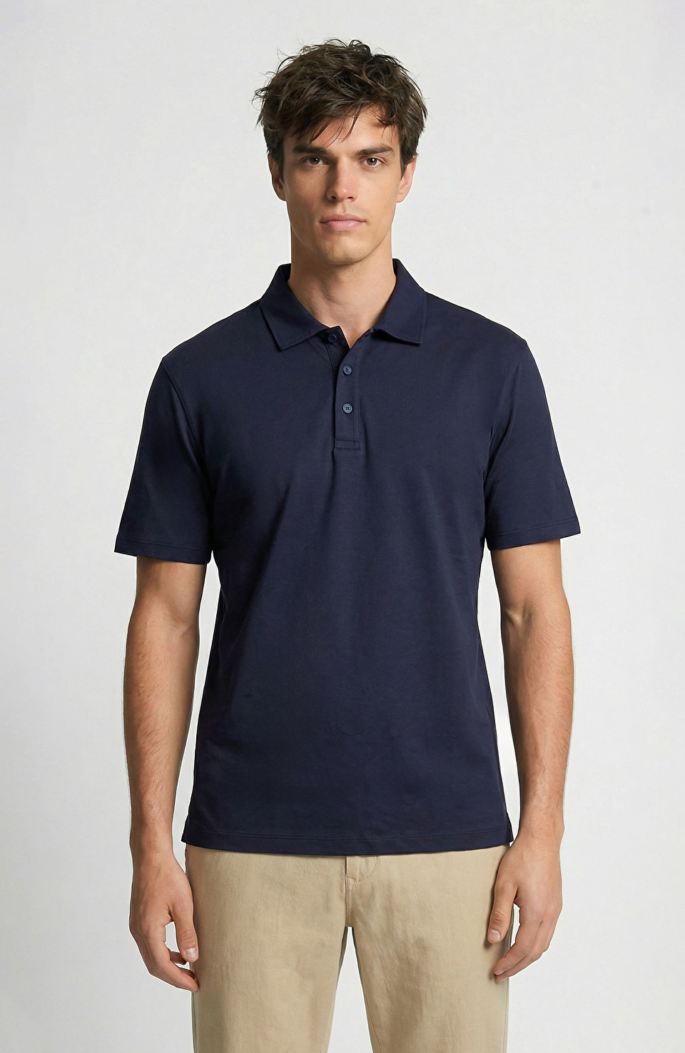 Lacivert Polo Yaka Non Iron T-shirt