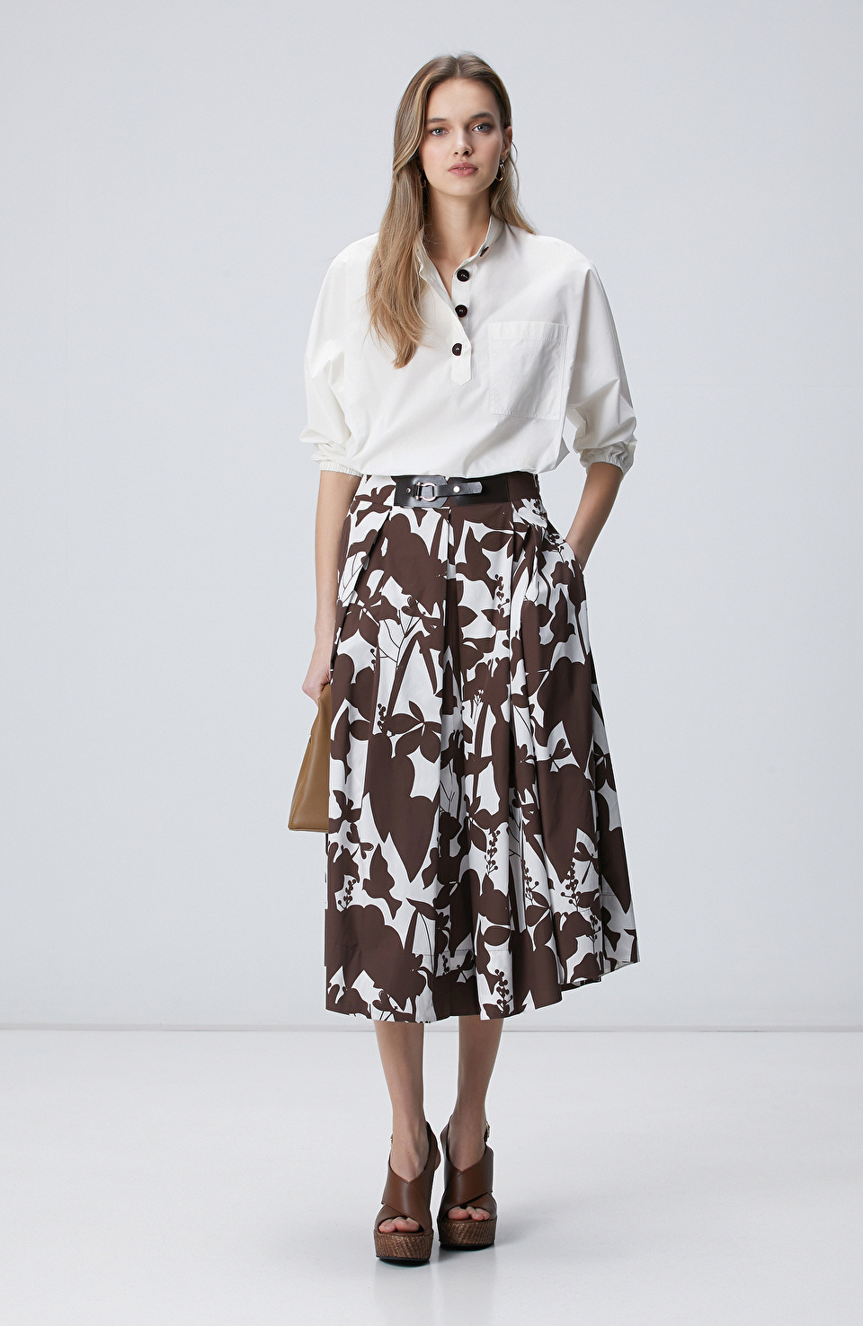 Regular Fit Kahverengi Midi Etek