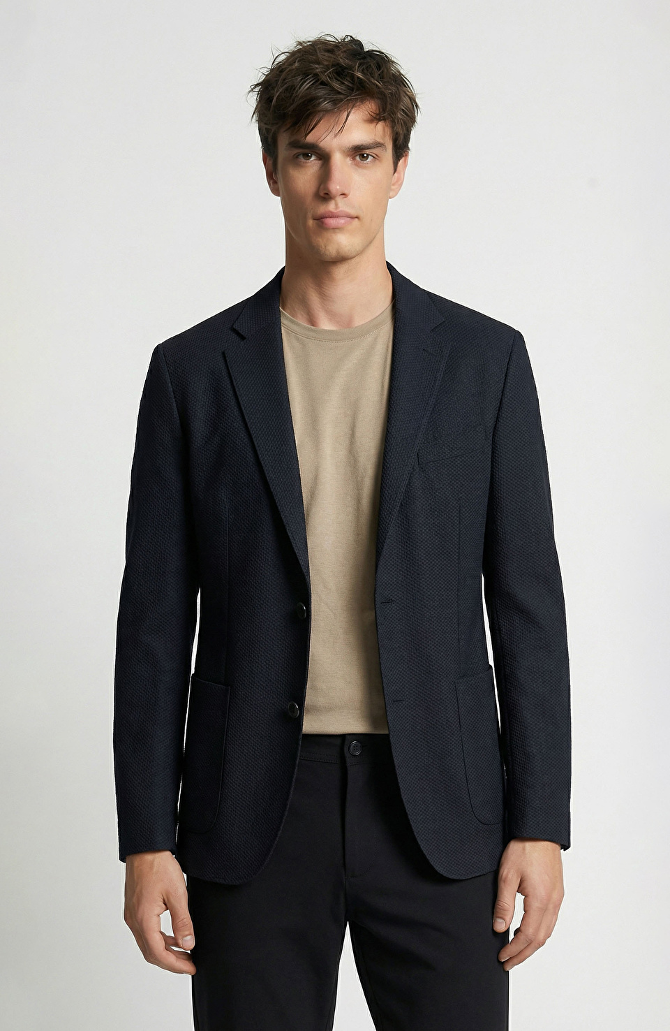 Siyah N-Tech Çift Yırtmaç Örme Ceket