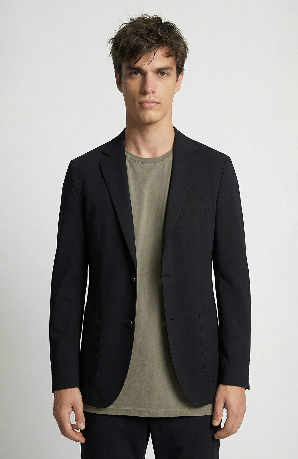 Siyah Armürlü Bağcıklı Takım Elbise